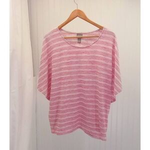 CHICO's pink & white , angel wing jersey knit shirt Chico's size 3 , XL